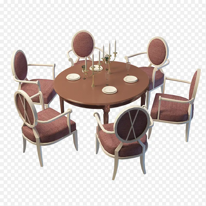 棕色圆形简单复古北欧餐桌