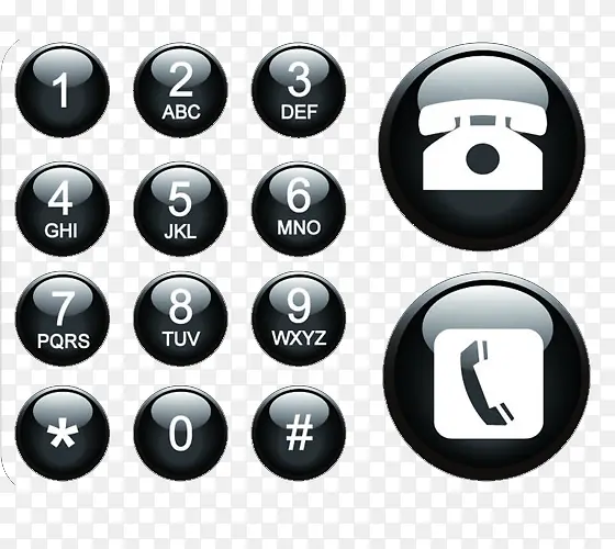 黑色电话图标及数字键