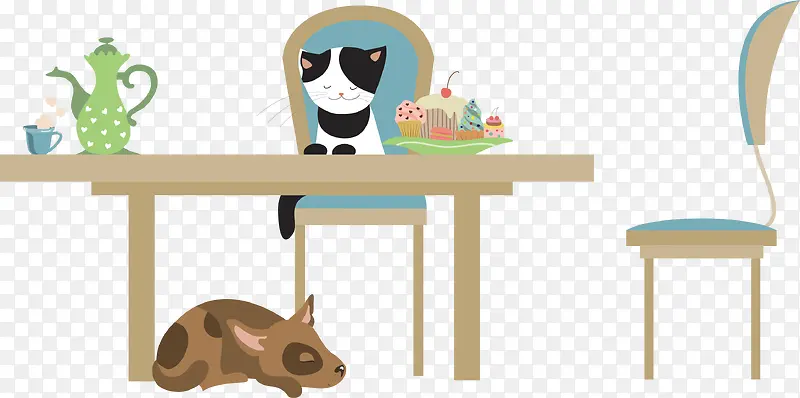 矢量图 坐在凳子上的猫咪