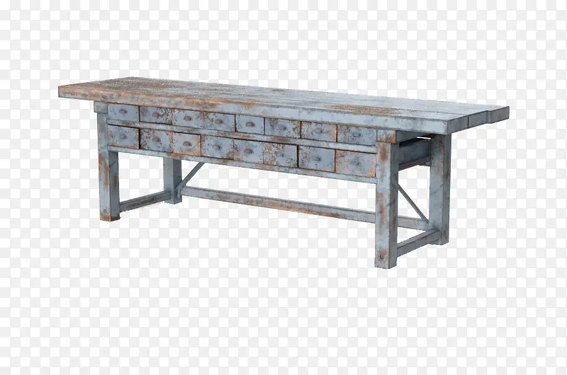 蓝棕色旧桌子
