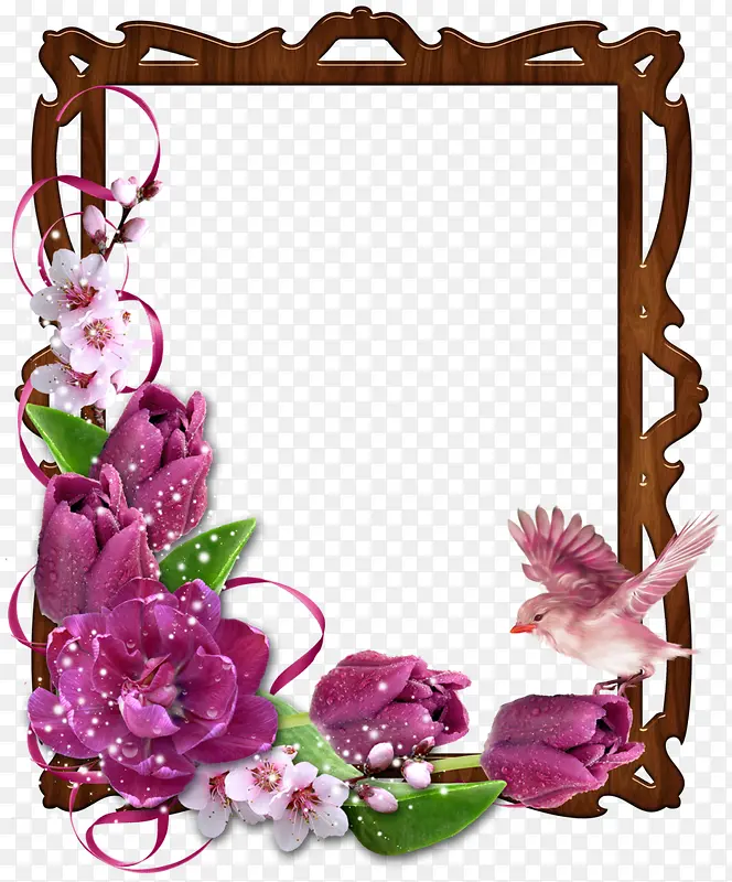 唯美长方形边框紫色花卉图案