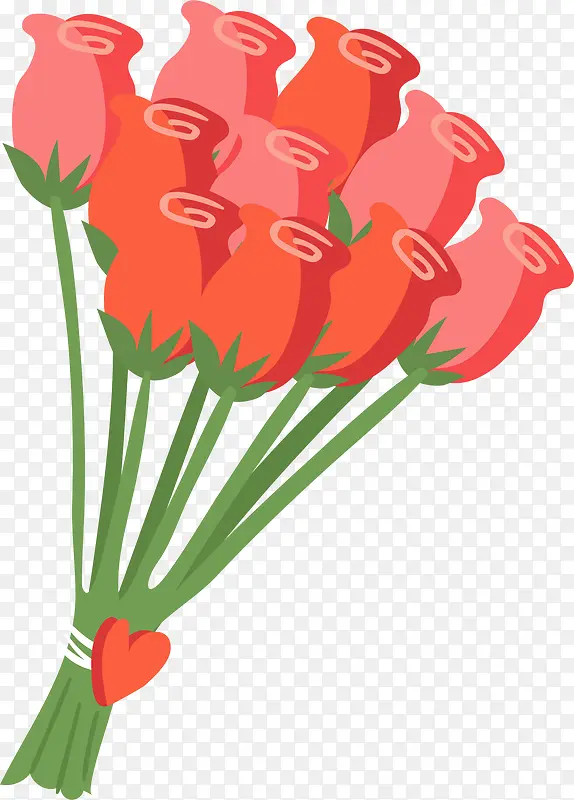 矢量图手绘玫瑰花束