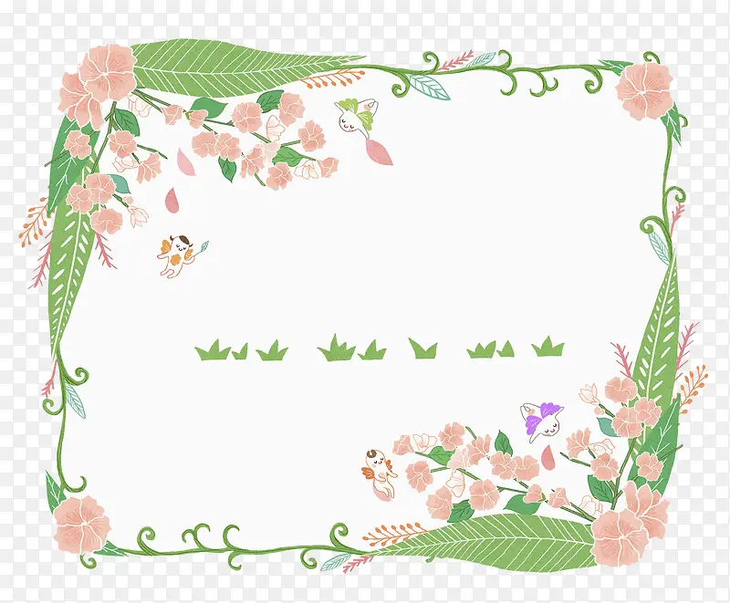 手绘花卉方形边框