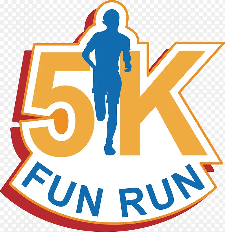 创意黄色5km长跑图形图标设计