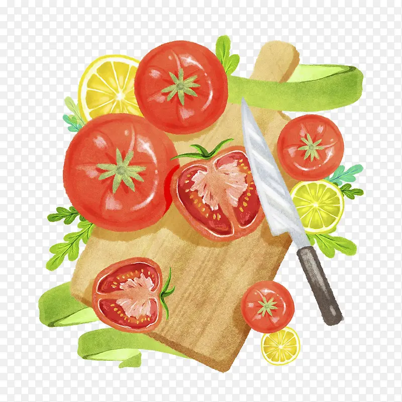 番茄和案板插画