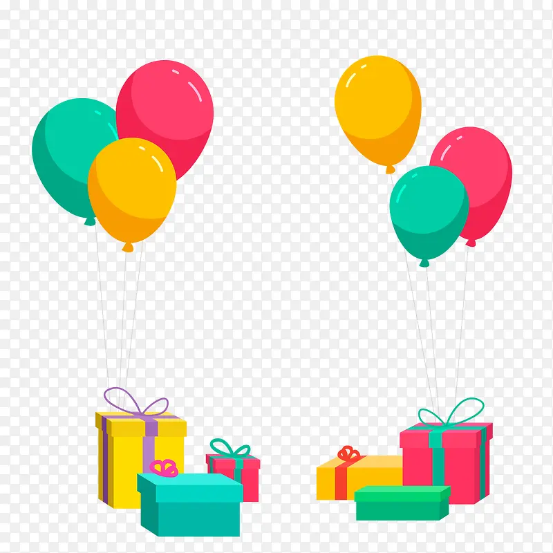 生日装饰彩色气球礼品盒