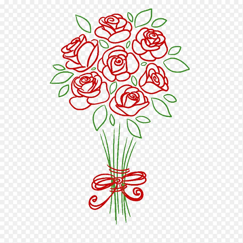 单线玫瑰花束