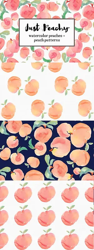 手绘粉色花果实绿叶