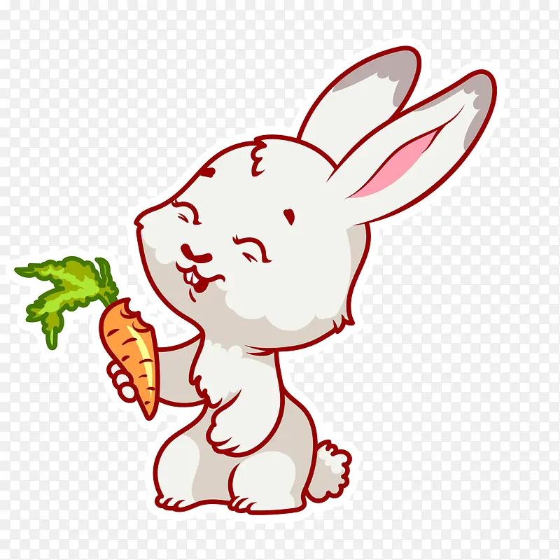 卡通吃胡萝卜的小白兔