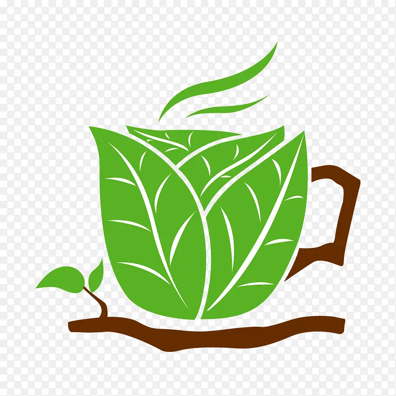 树叶组成的咖啡杯矢量素材