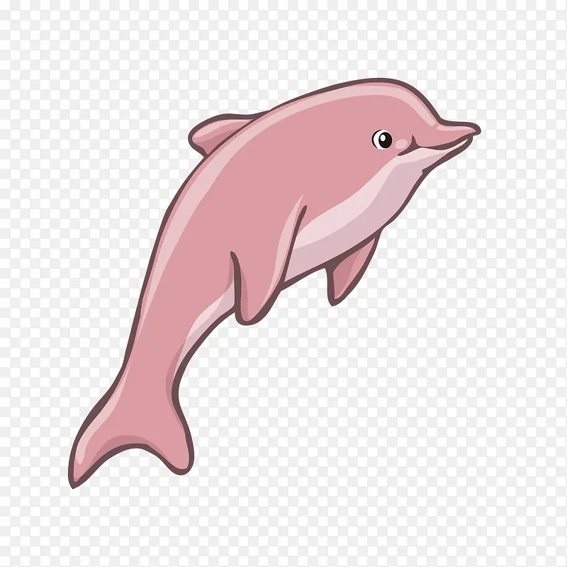 矢量手绘粉色海豚