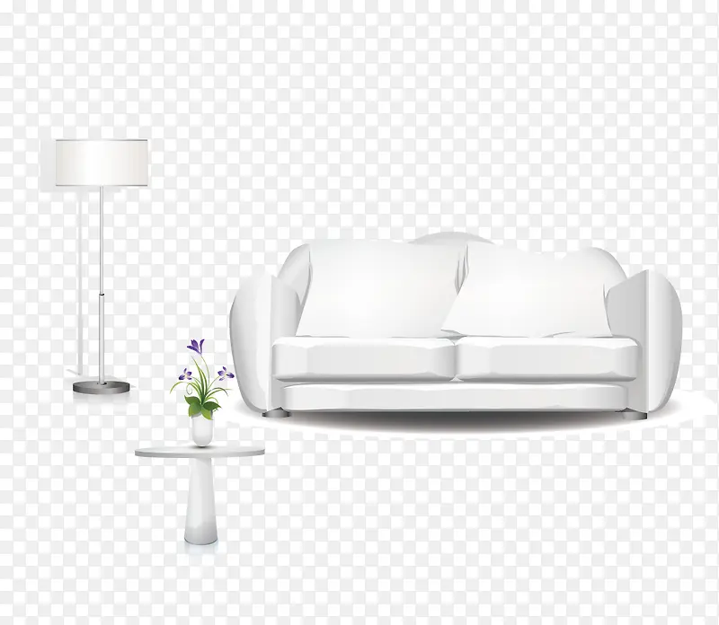 矢量白色的沙发兰花和灯