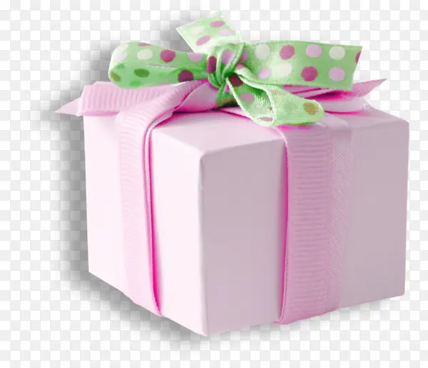 粉色圆点绿色蝴蝶结礼物盒子