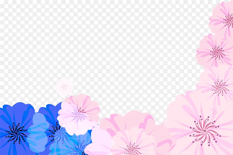 精致花边粉色蓝色花朵装饰边框