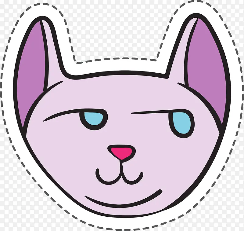 紫色小猫剪纸卡通贴纸