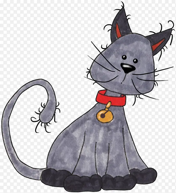 灰色卡通猫咪