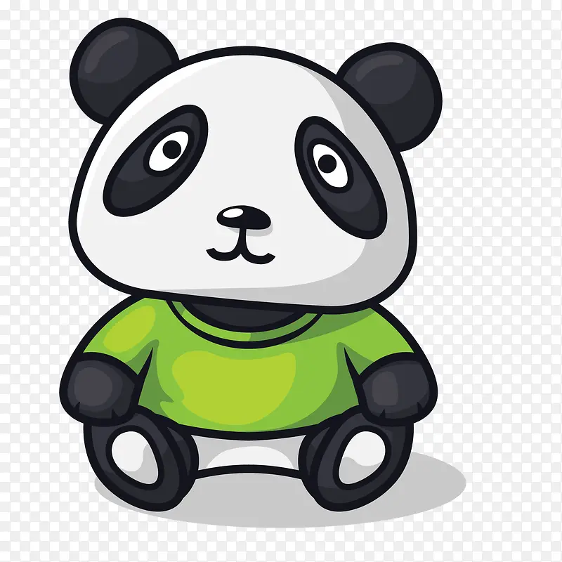 卡通穿绿短袖的熊猫矢量