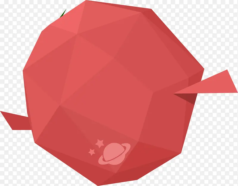 红色折纸不规则立方体