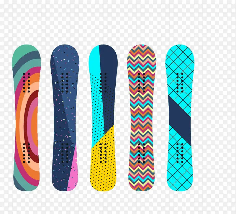 多彩的滑雪板集合