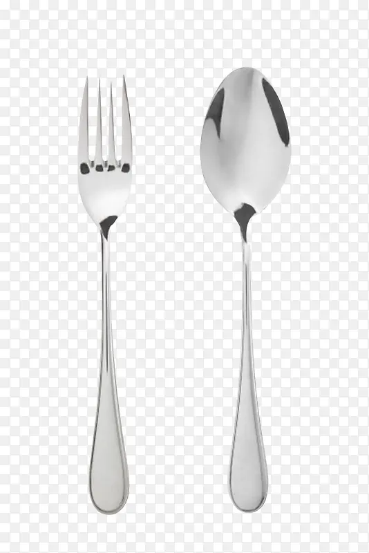 银色不锈钢汤勺和叉子
