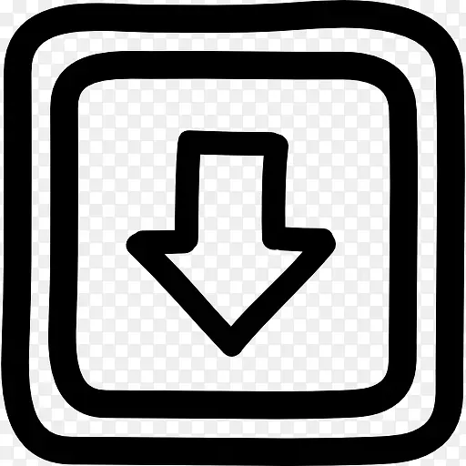 向下按钮手工绘制的箭头和正方形轮廓图标