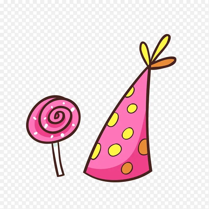 生日帽子与粉色棒棒糖