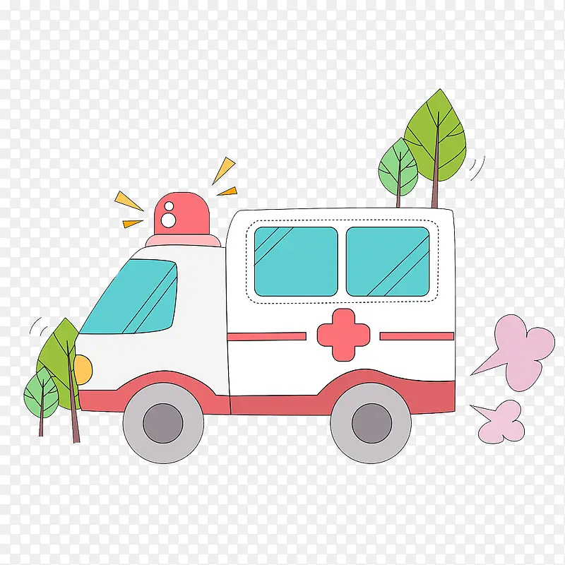 卡通救护车医疗图标