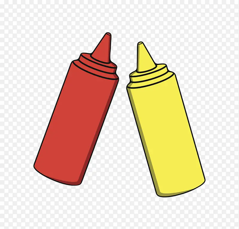 红黄色塑料瓶子番茄酱包装卡通