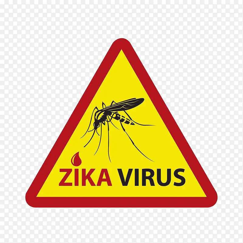三角形警示禁止蚊子传染奇卡病毒