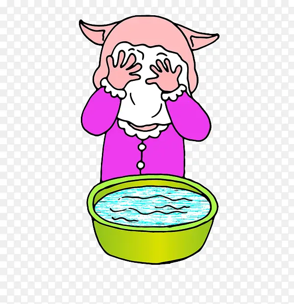 小动物洗脸图