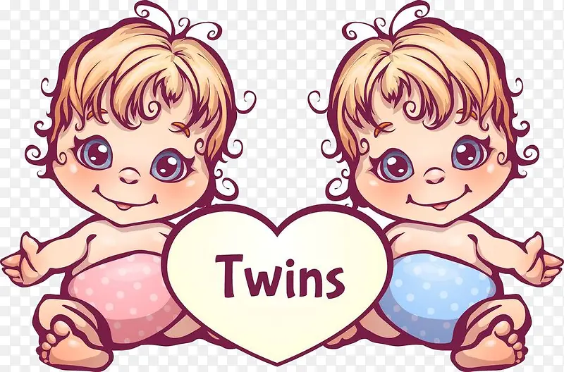 卡通双胞胎素材