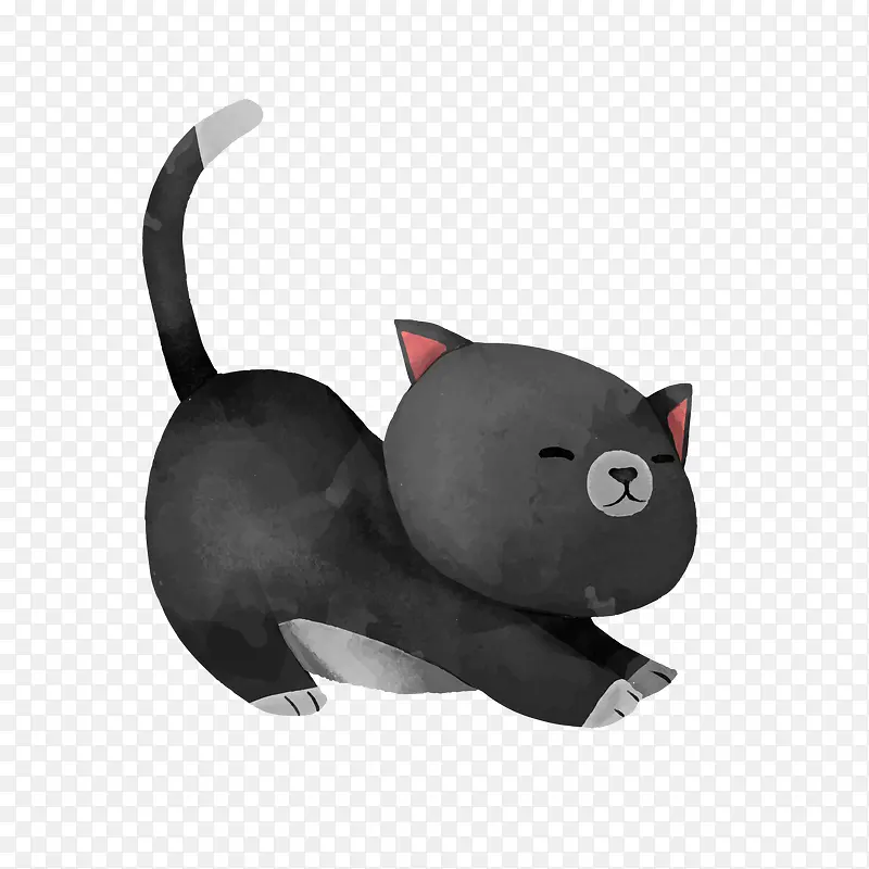 黑色卡通猫咪矢量图