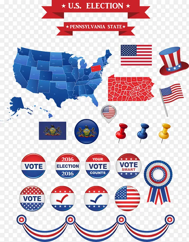 矢量美国选举图