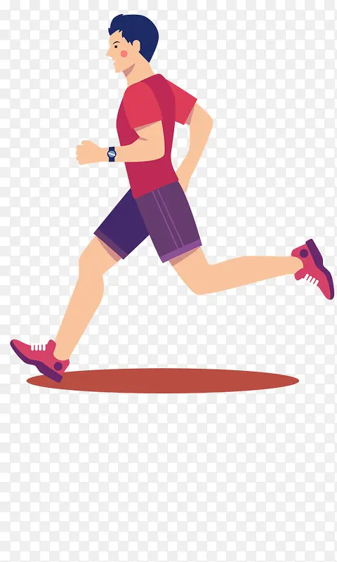 卡通人物插图奔跑跑马拉松的男人