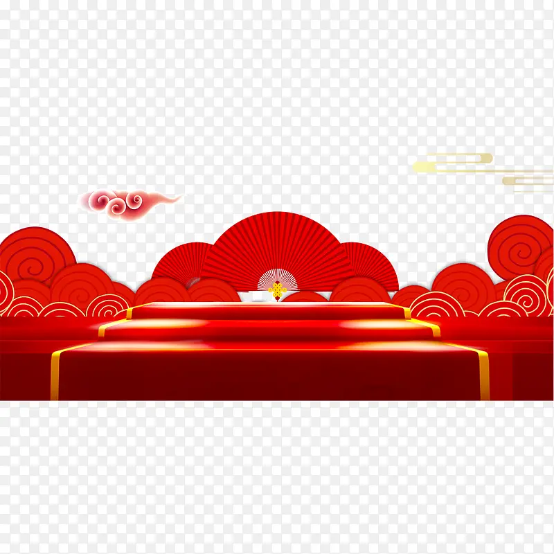红色圆弧纹理祥云新年