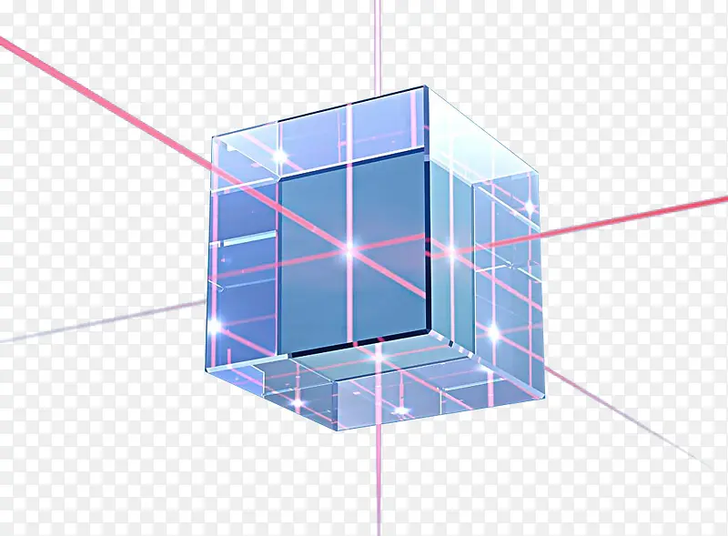手绘蓝色方块几何体