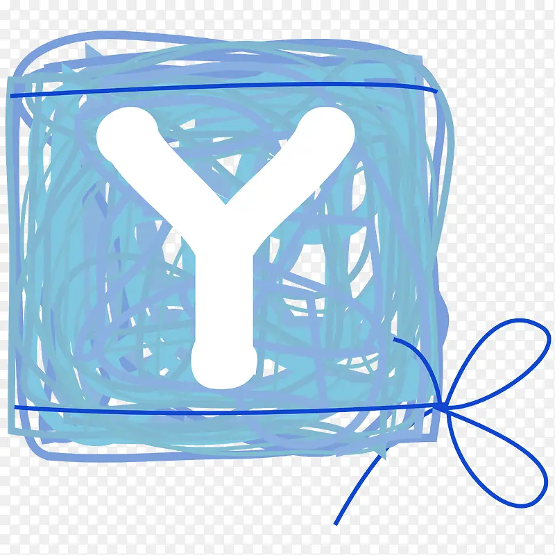 蓝色手绘圆圈字母Y