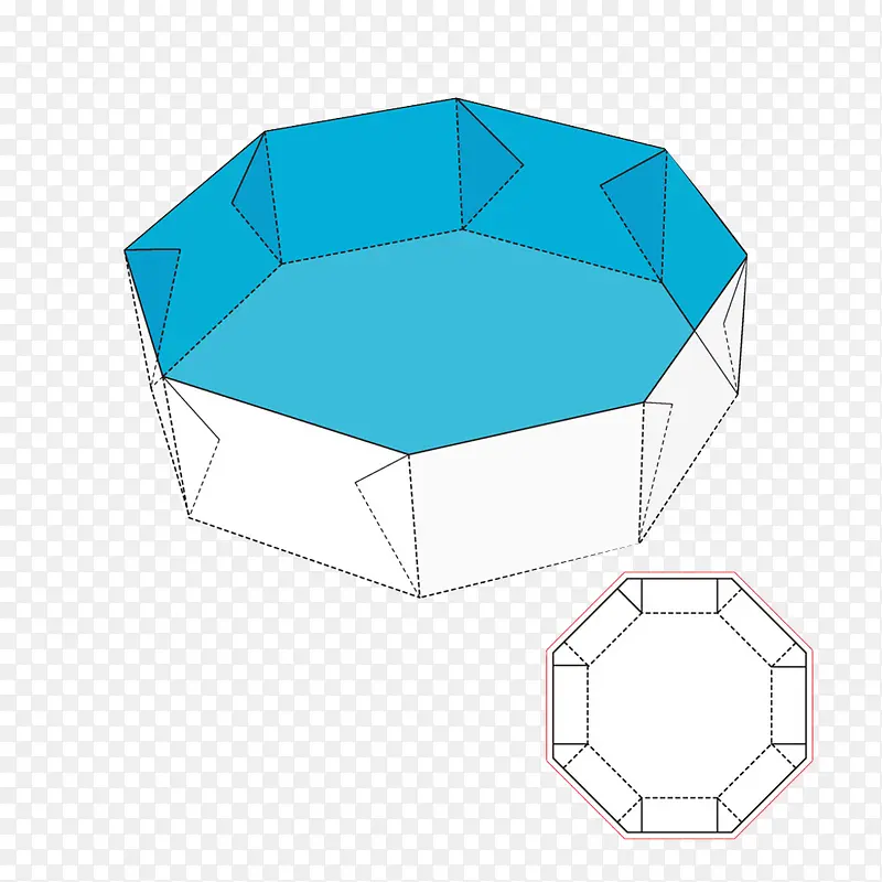 蓝色立体多边形包装结构PNG