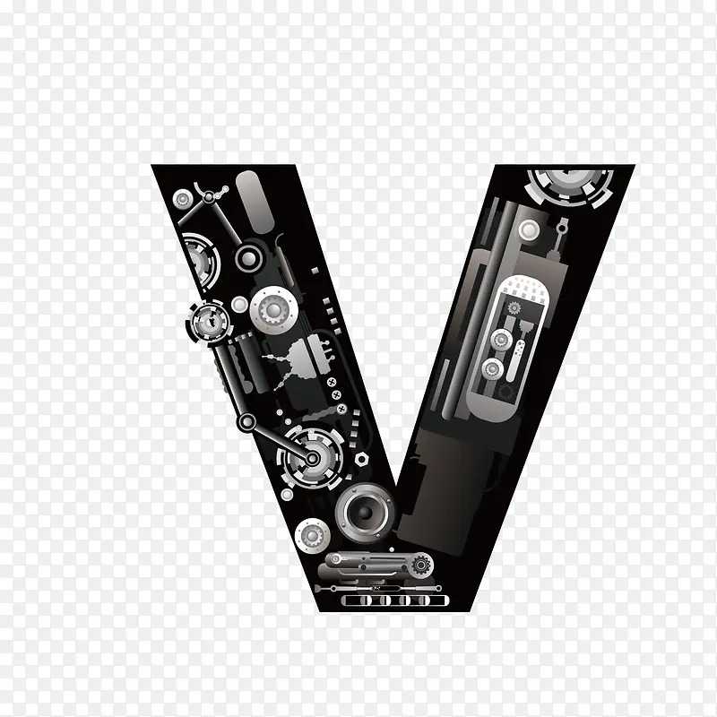 机械创意字母V