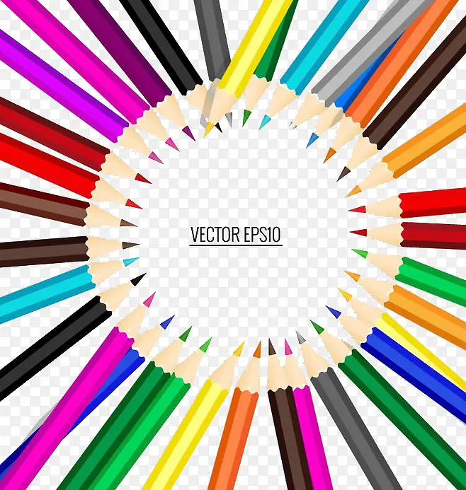 彩色铅笔聚集的圆矢量素材