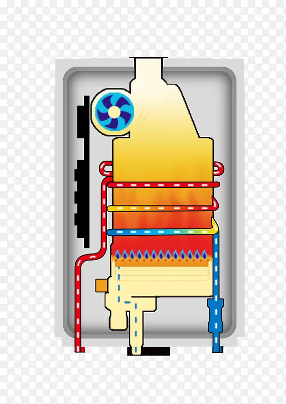 平面热水器内部结构图PNG