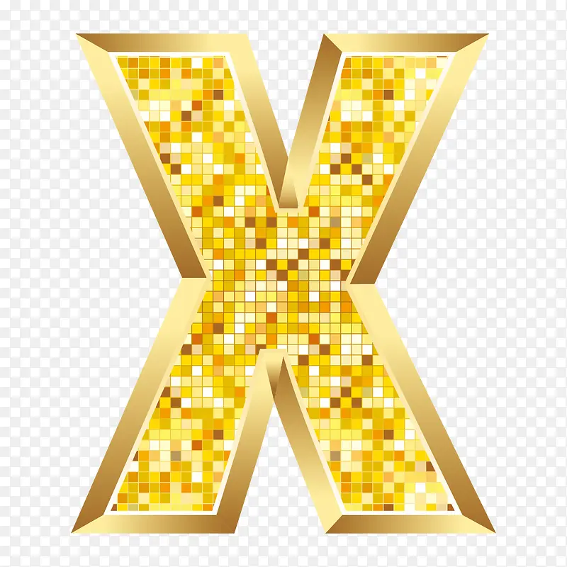 金色马赛克字母X