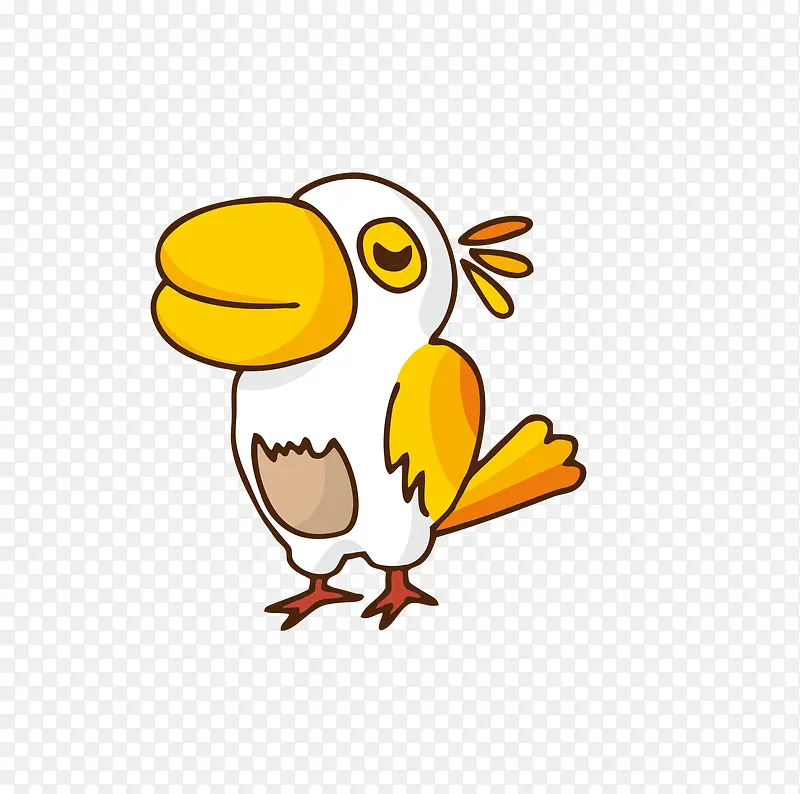 黄白色卡通可爱啄木鸟