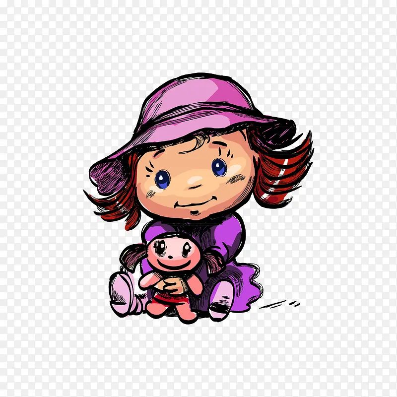 戴紫色帽子的小姑娘