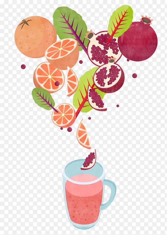 卡通漂浮水果果汁