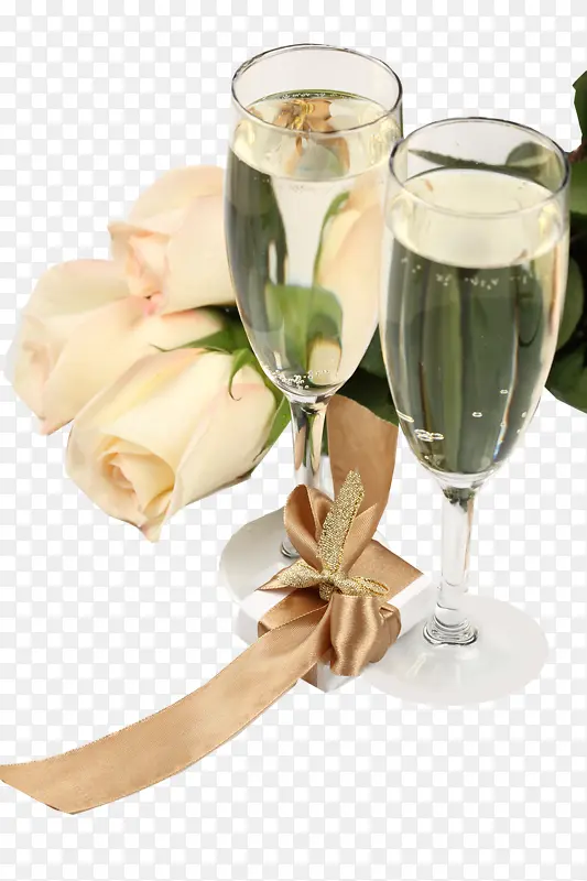 玫瑰花和酒杯