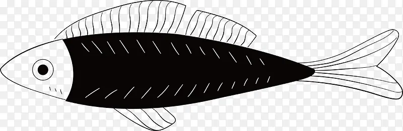 草鱼手绘黑色海鲜鱼类矢量素材