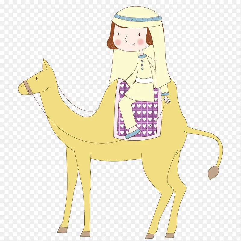 小女孩骑着骆驼