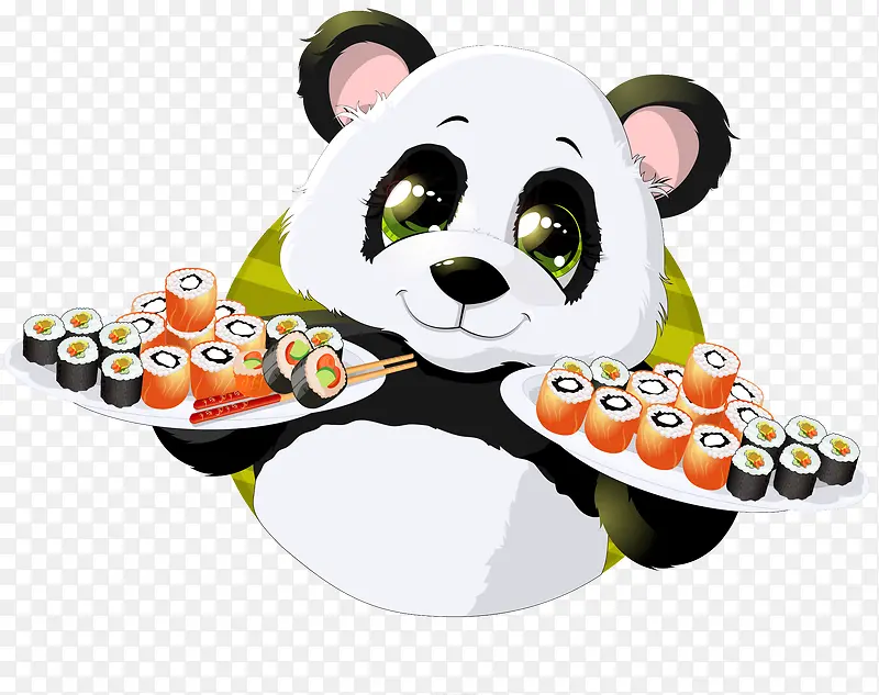 可爱的大熊猫和寿司