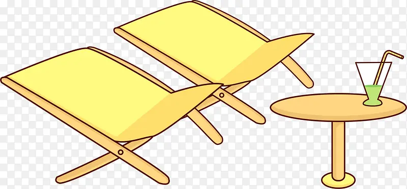 卡通黄色沙滩躺椅